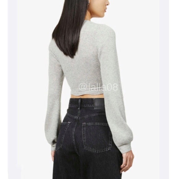 Reformation Remus cashmere wrap sweater gray - Picture 4 of 10